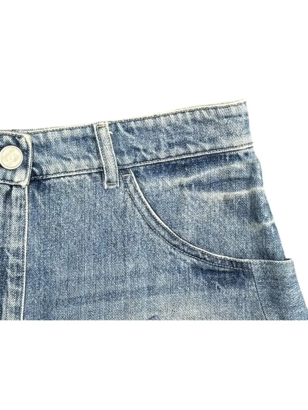 Chanel Denim Shorts CC Logo Indigo Blue